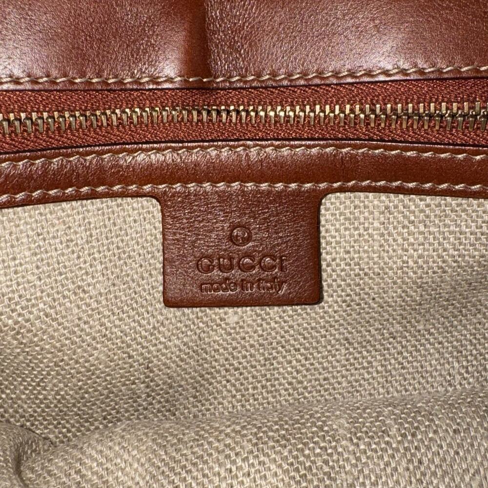 Gucci Brown Leather & Multicolor Tapestry Bamboo-Handle Shoulder Bag - Picture 11 of 16